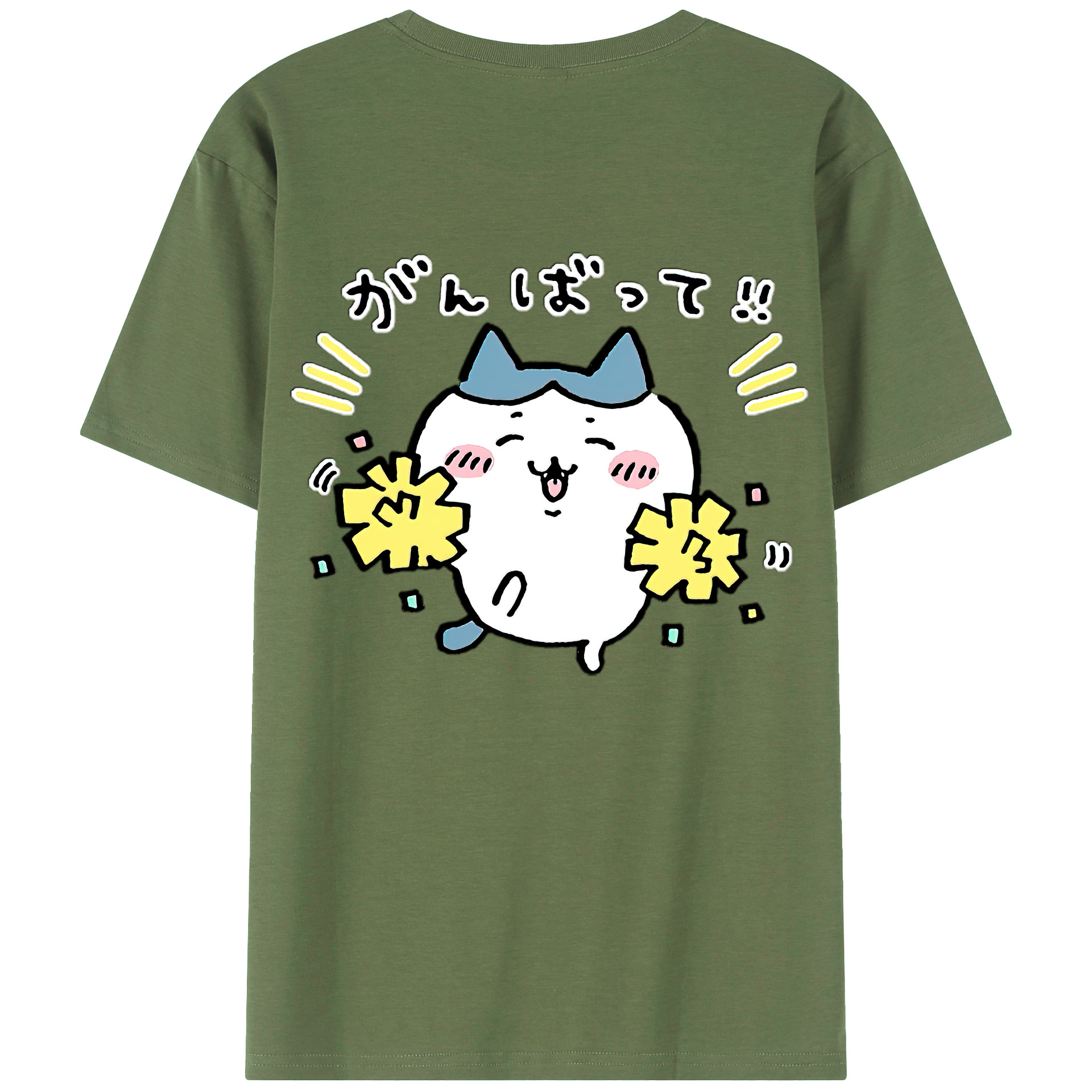 （画像用） ちいかわ ハチワレ Chii-kawa hachiware 綿100％ メンズ半袖Tシャツ（バックプリント） 通気性